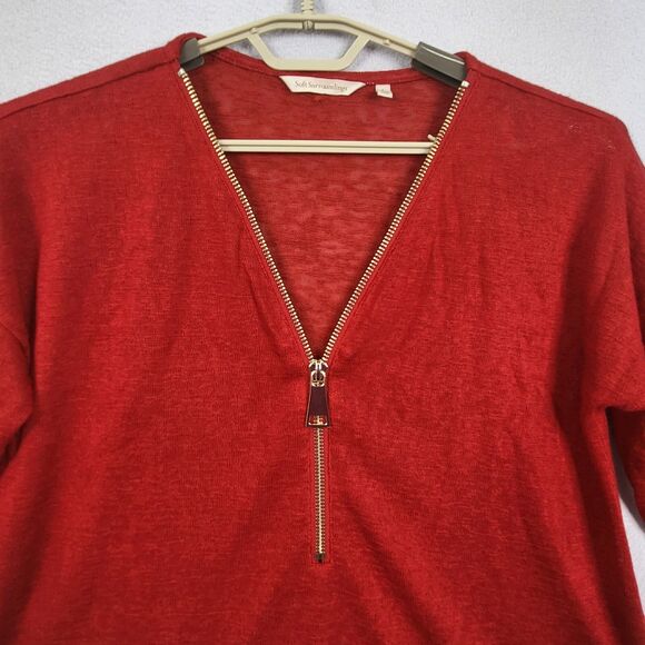 Soft Surroundings Valentina Sweater Top Womens Large Zip Long Sleeve Lightweight - Picture 2 of 15